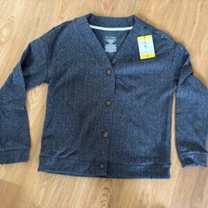 Live2Lounge Navy Oversized Relaxed V Neck Cardigan Sweater Loungewear NWT S